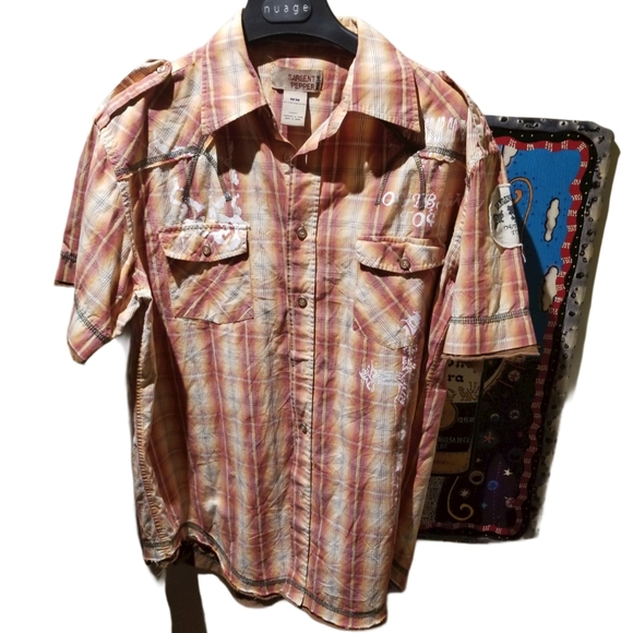 SARGENT PEPPER Rust Plaid Shirt (Size M) - Picture 2 of 13